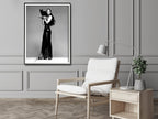 Wall Art 90cmx135cm Cher Music Black and White, Black Frame Canvas