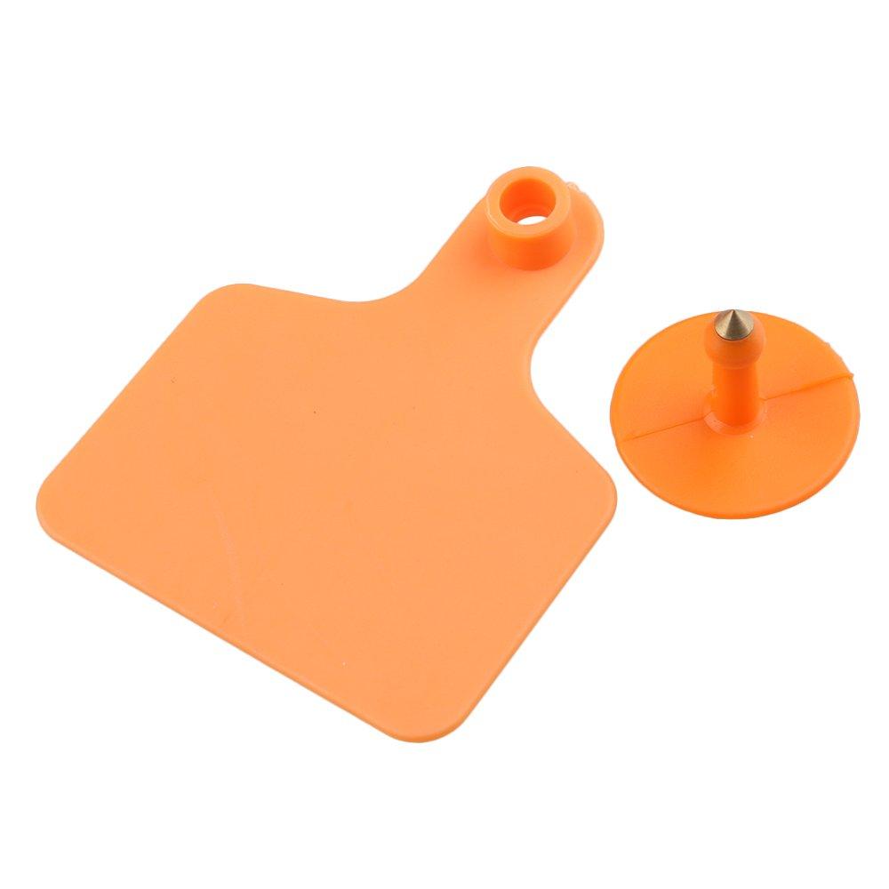 100x Cattle Ear Tags 6x7cm Set - Medium Orange Blank Cow Sheep Livestock Label