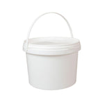 Bulk 10x 5L Plastic Buckets + Lids - Empty White With Handle - Large Food Pail