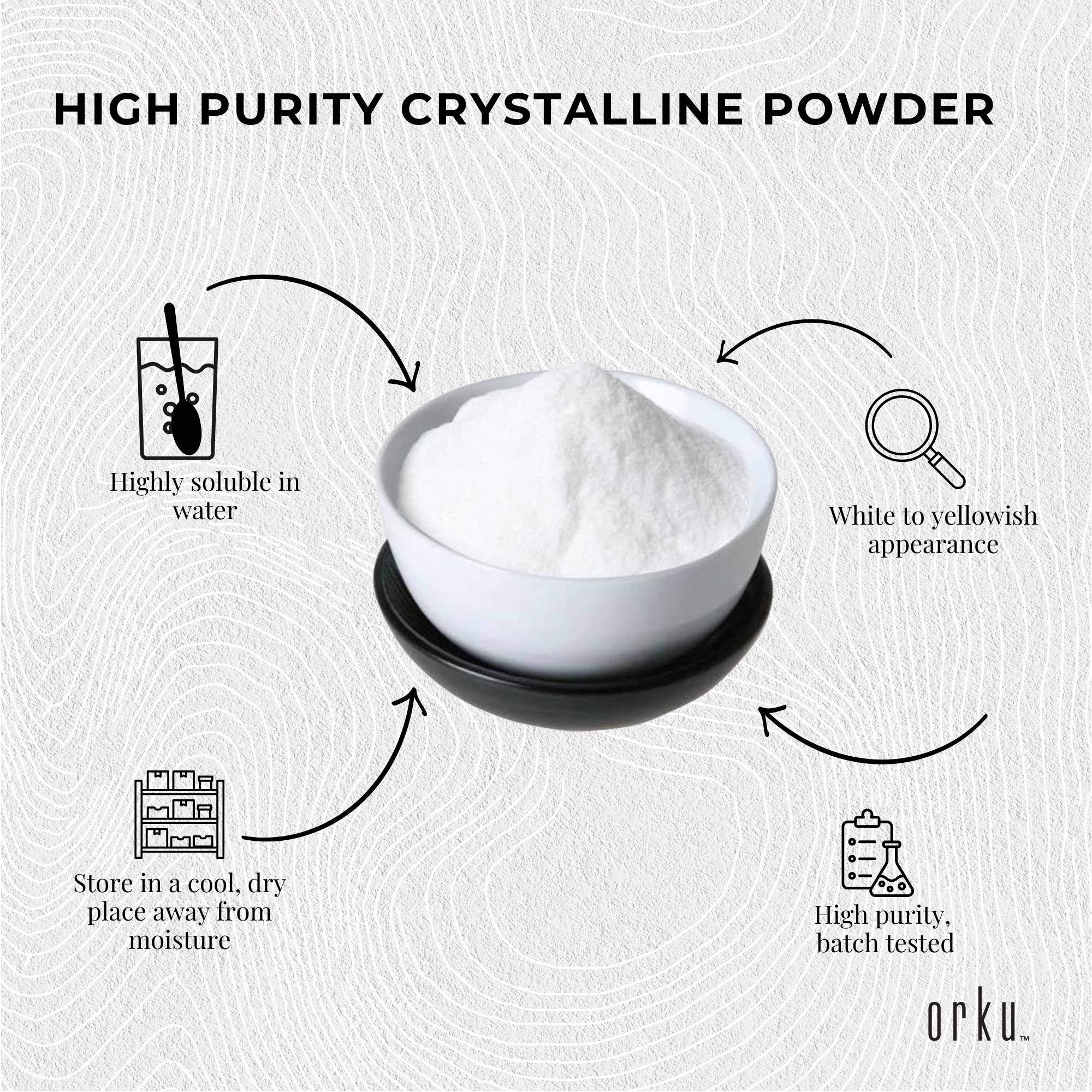 Orku 100g Sodium Ascorbate - High Purity Soluble Crystalline Powder Ingredient