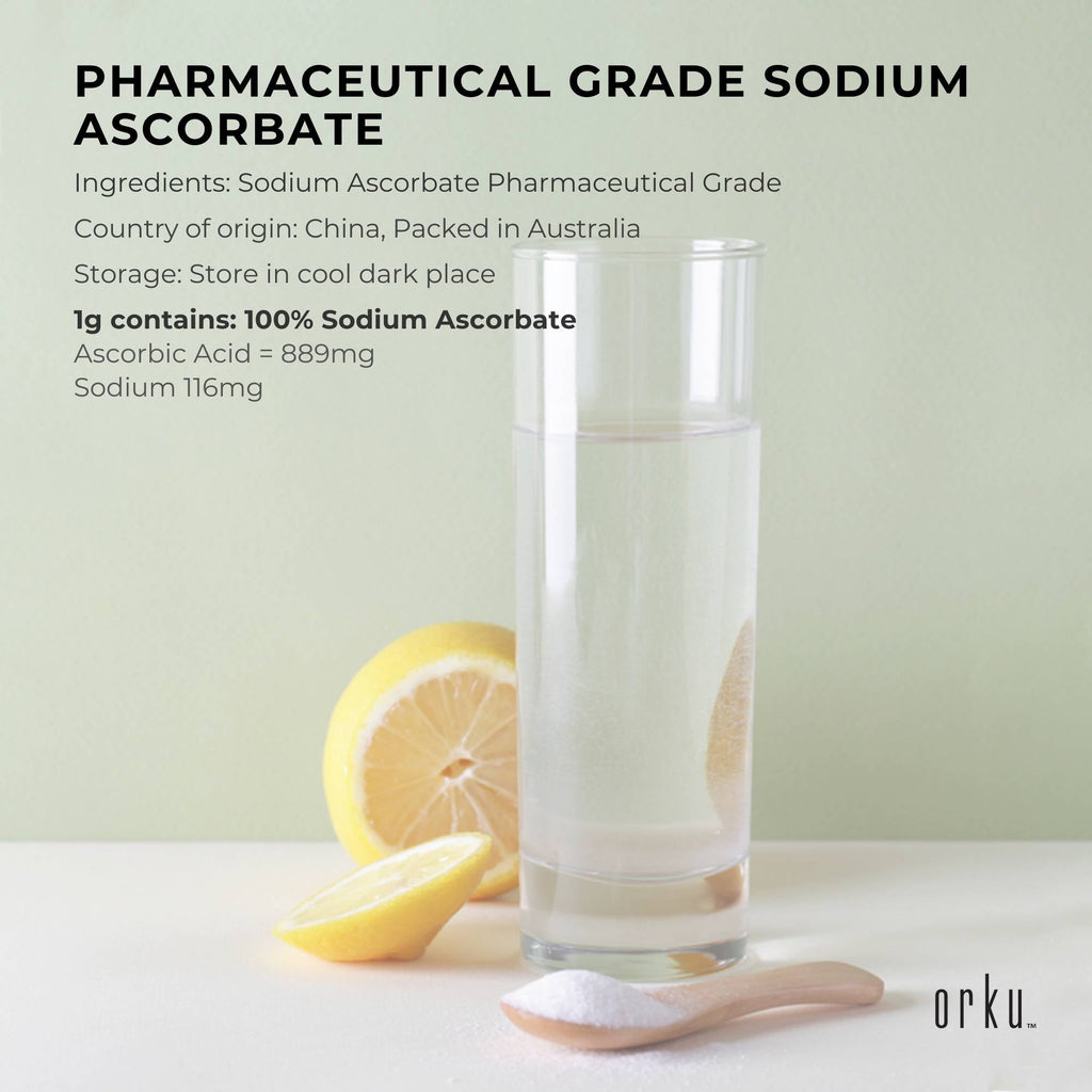 Orku 1.2Kg Sodium Ascorbate Tub - High Purity Soluble Crystalline Powder
