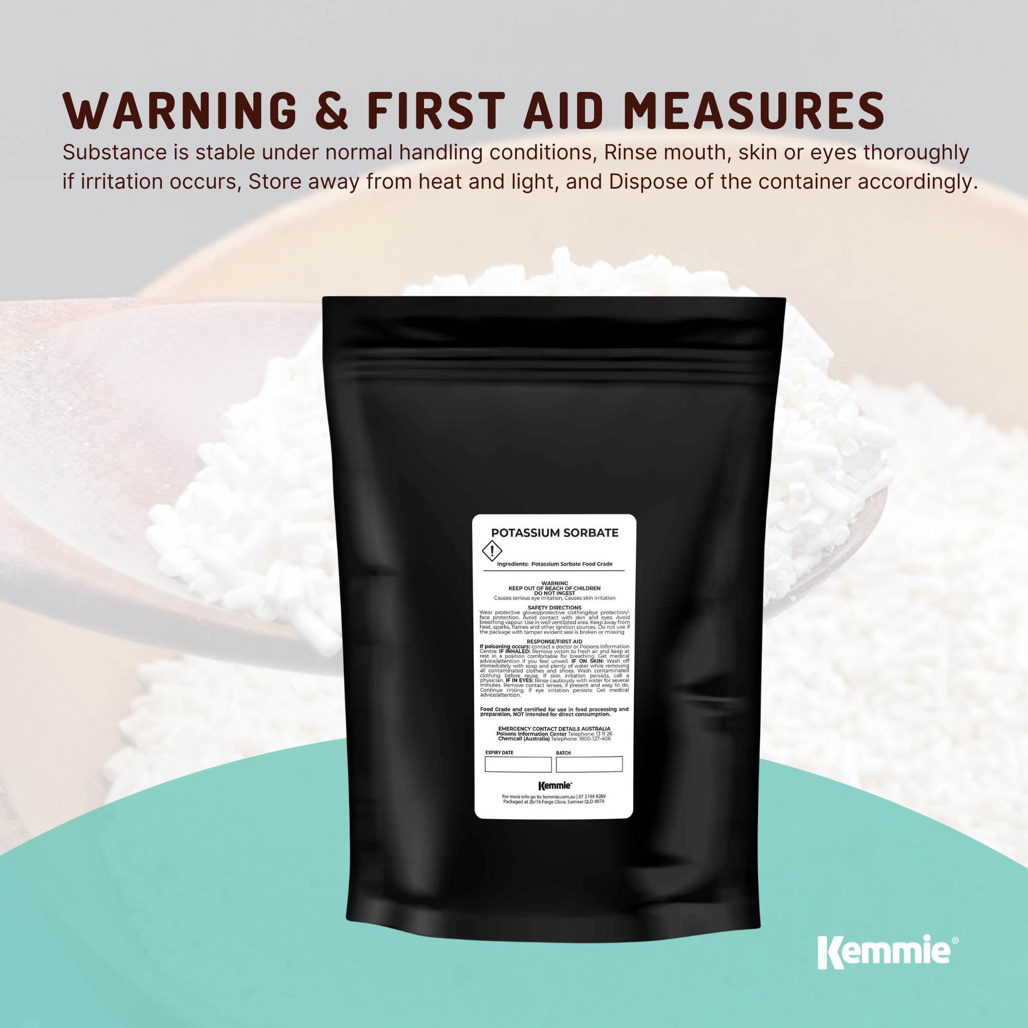 Kemmie 2Kg Potassium Sorbate Food Grade Granules Preservative E202 Cosmetic