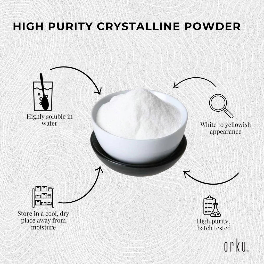 Orku 2Kg Sodium Ascorbate - High Purity Soluble Crystalline Powder Ingredient