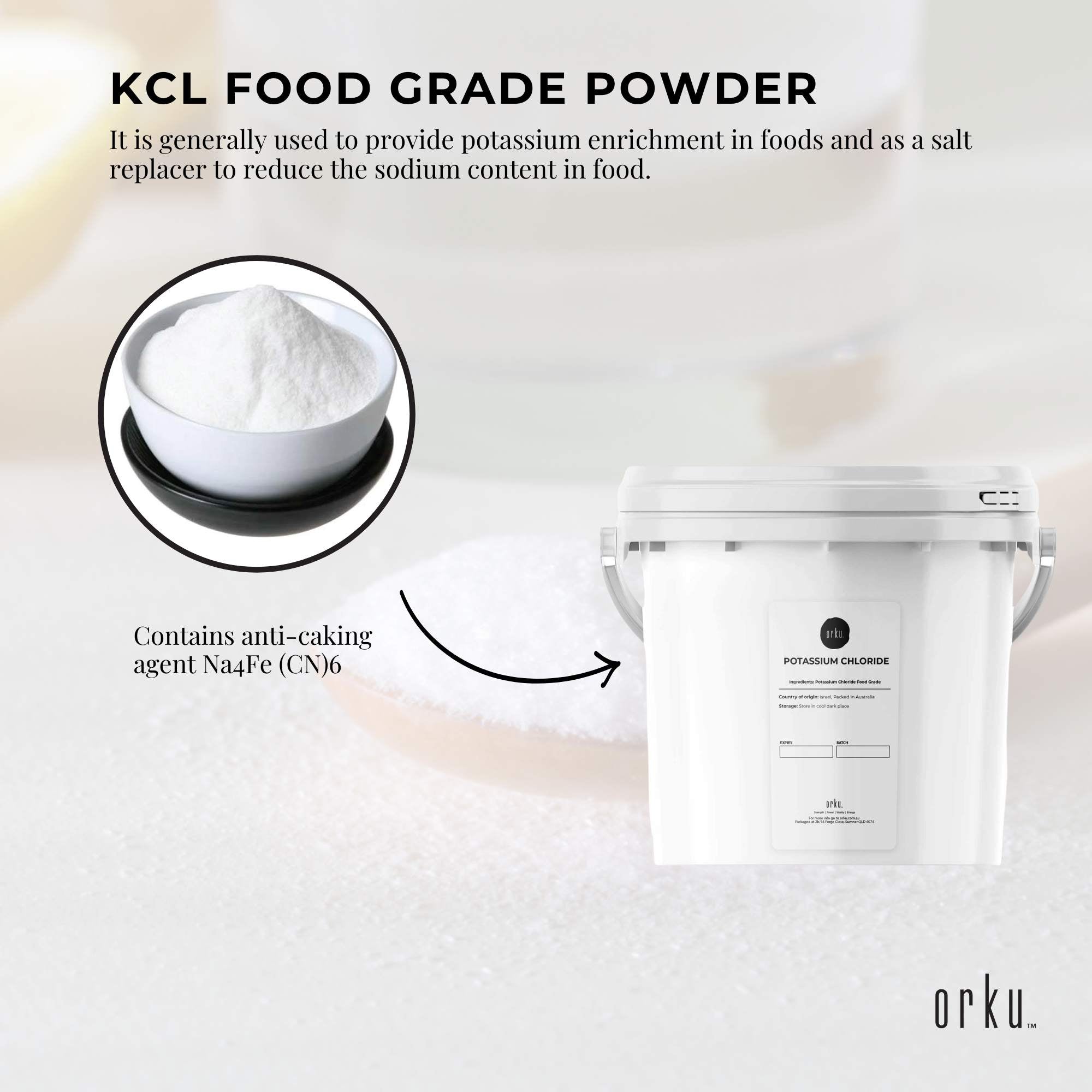 5Kg Potassium Chloride Powder Tub - Pure KCL E508 Food Grade Replacer