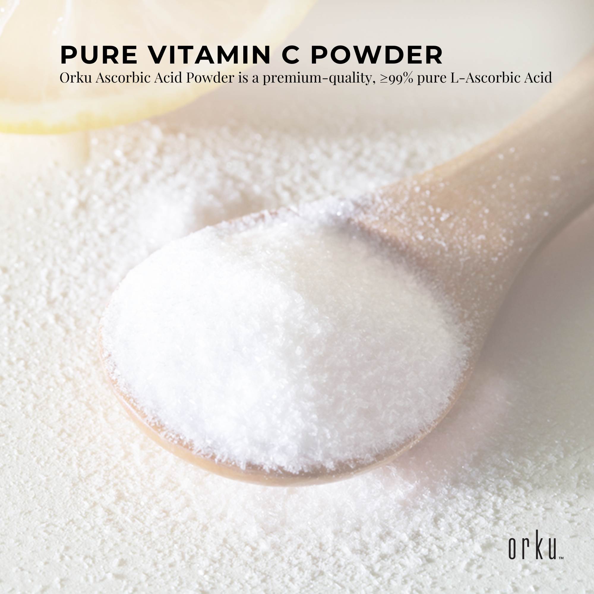 Orku 50g Vitamin C Powder Pure L-Ascorbic Acid - USP Grade Non-GMO