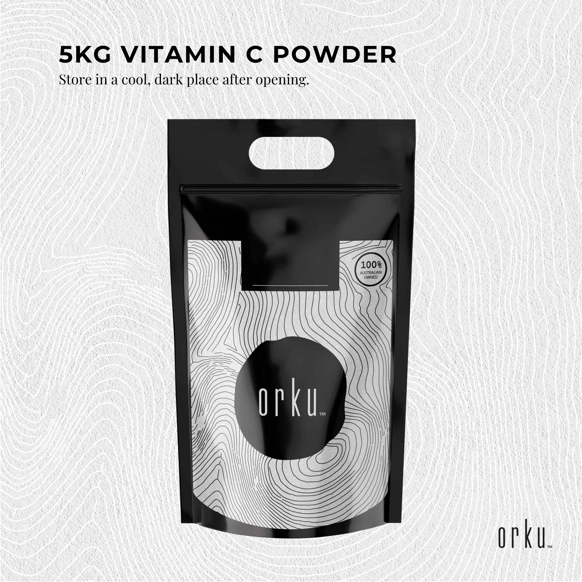 Orku 5Kg Vitamin C Powder Pure L-Ascorbic Acid - USP Grade Non-GMO