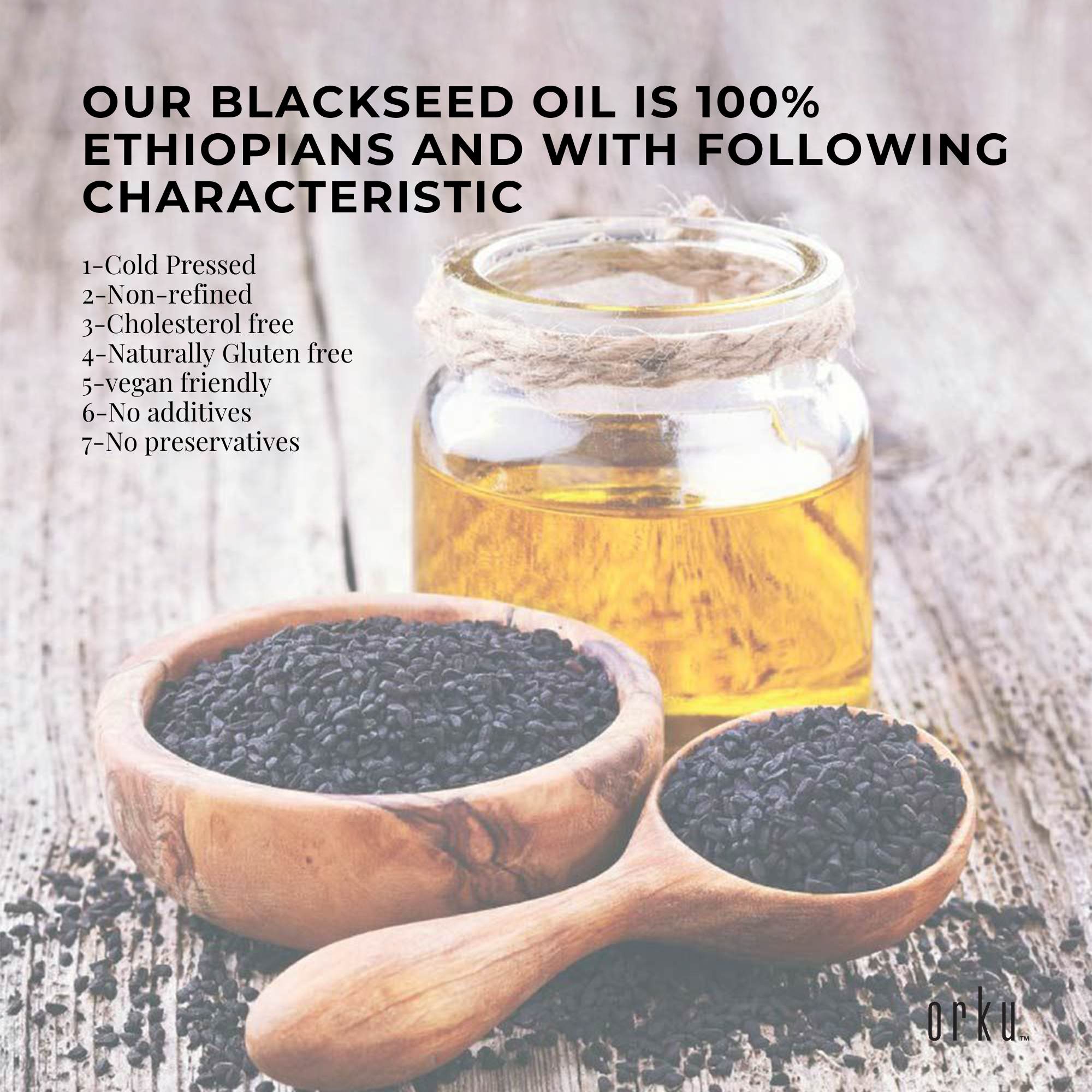 Orku 100ml Pure Black Seed Oil Cold Pressed 100% Ethiopian Nigella Sativa Cumin