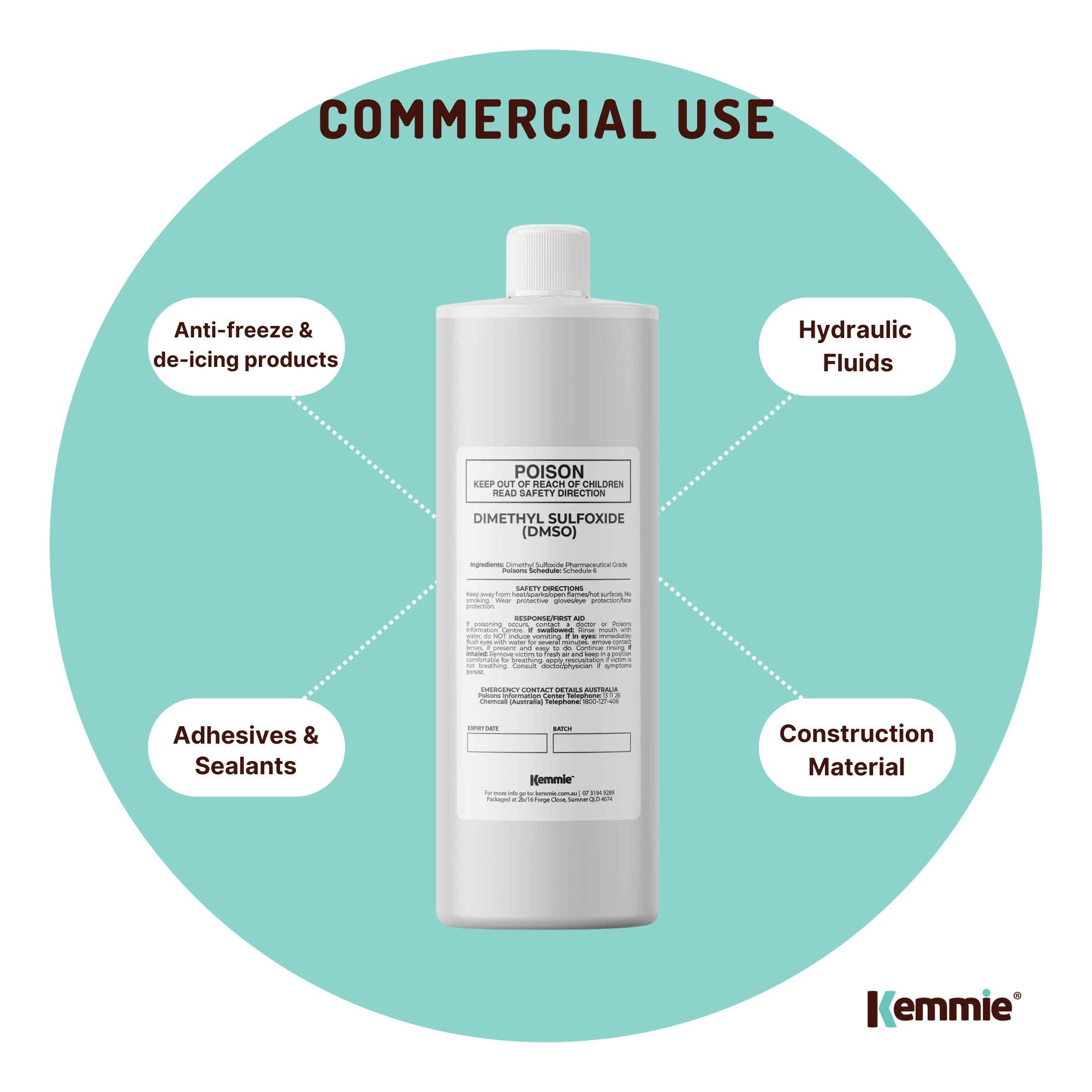 Kemmie 1L DMSO Liquid 99.9% Pure -  USP Grade Dimethyl Sulfoxide Solvent