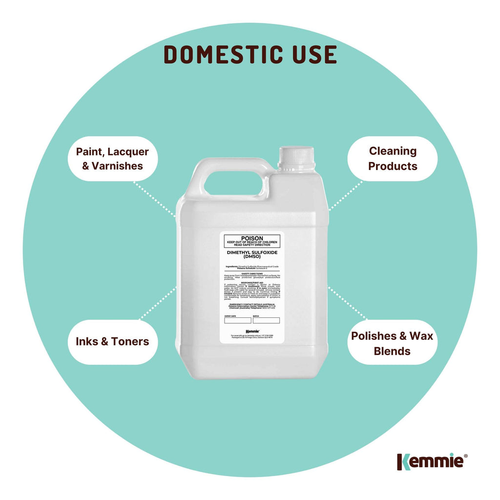 Kemmie 5L DMSO Liquid 99.9% Pure -  USP Grade Dimethyl Sulfoxide Solvent Bulk