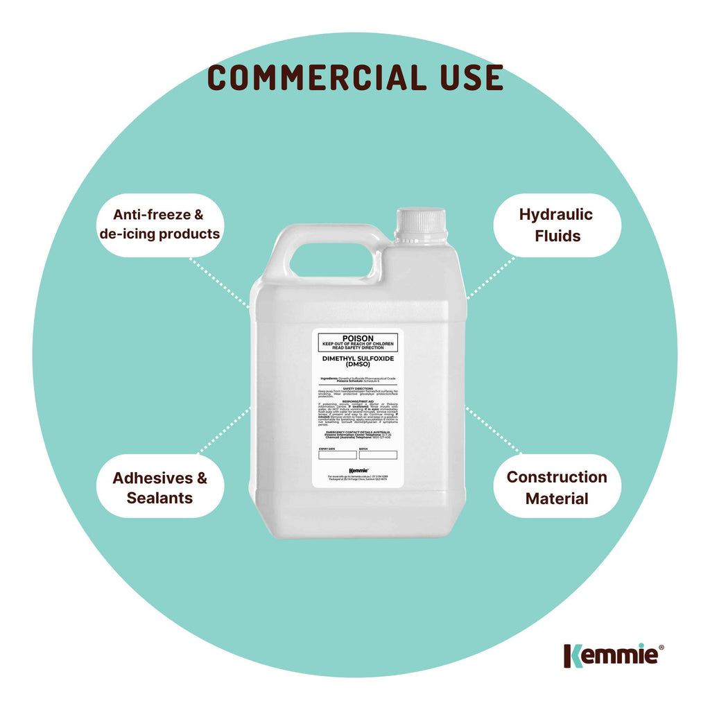 Kemmie 5L DMSO Liquid 99.9% Pure -  USP Grade Dimethyl Sulfoxide Solvent Bulk