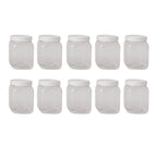 10x 250g Plastic Honey Jars + Lids - Square Clear Food Grade Packaging Containers
