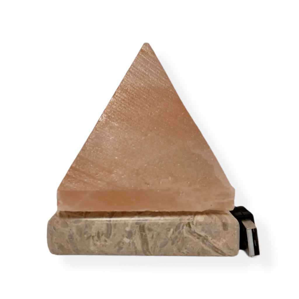 Orku USB Himalayan Pink Salt Lamp - Pyramid Crystal Rock Desk Night Light