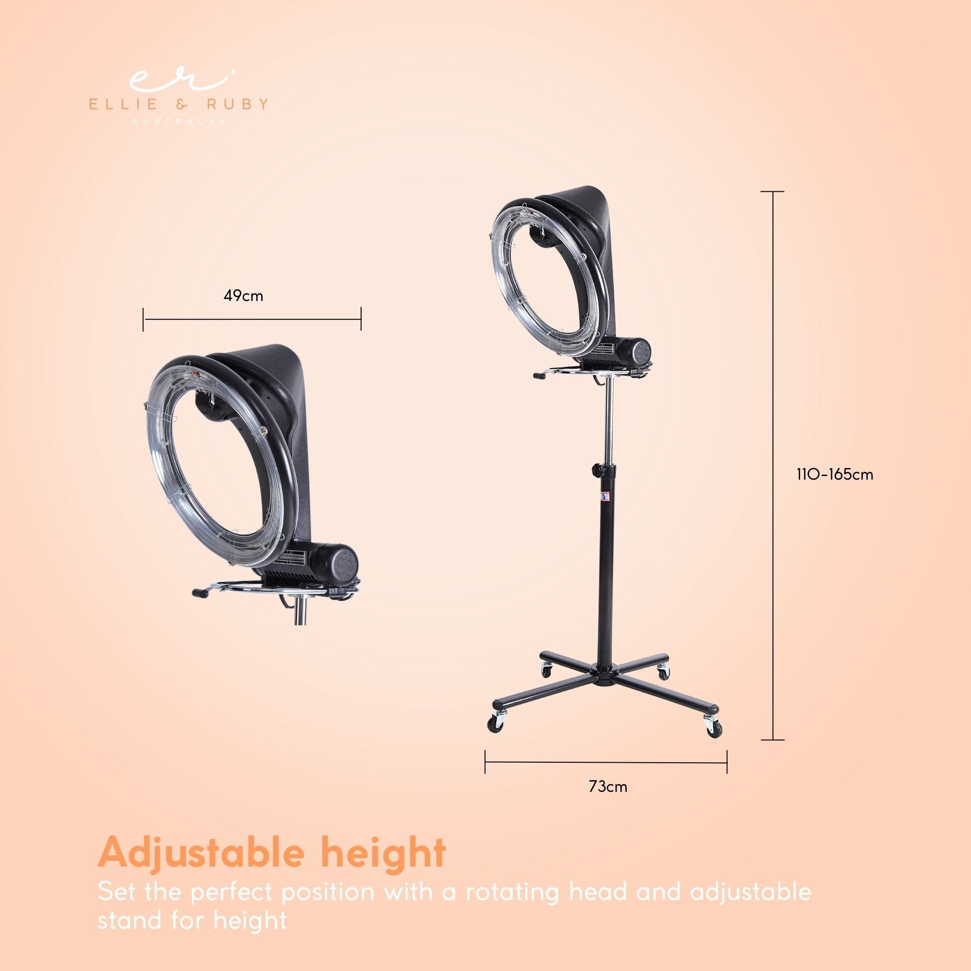 Ellie & Ruby Standing Hair Dryer Accelerator Colour 360 Rotating Halo Rolling