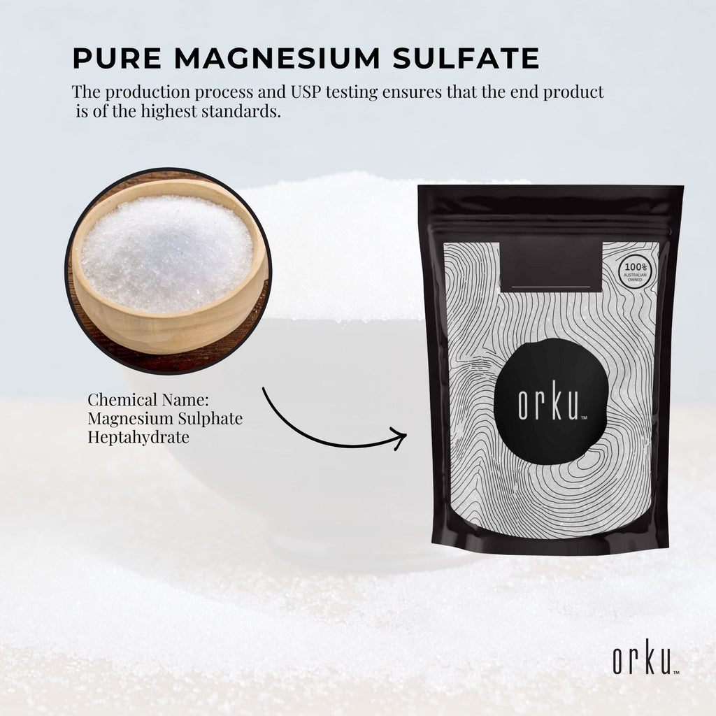 Orku 2Kg Epsom Salt - USP Grade Magnesium Sulfate Body Bath Salts