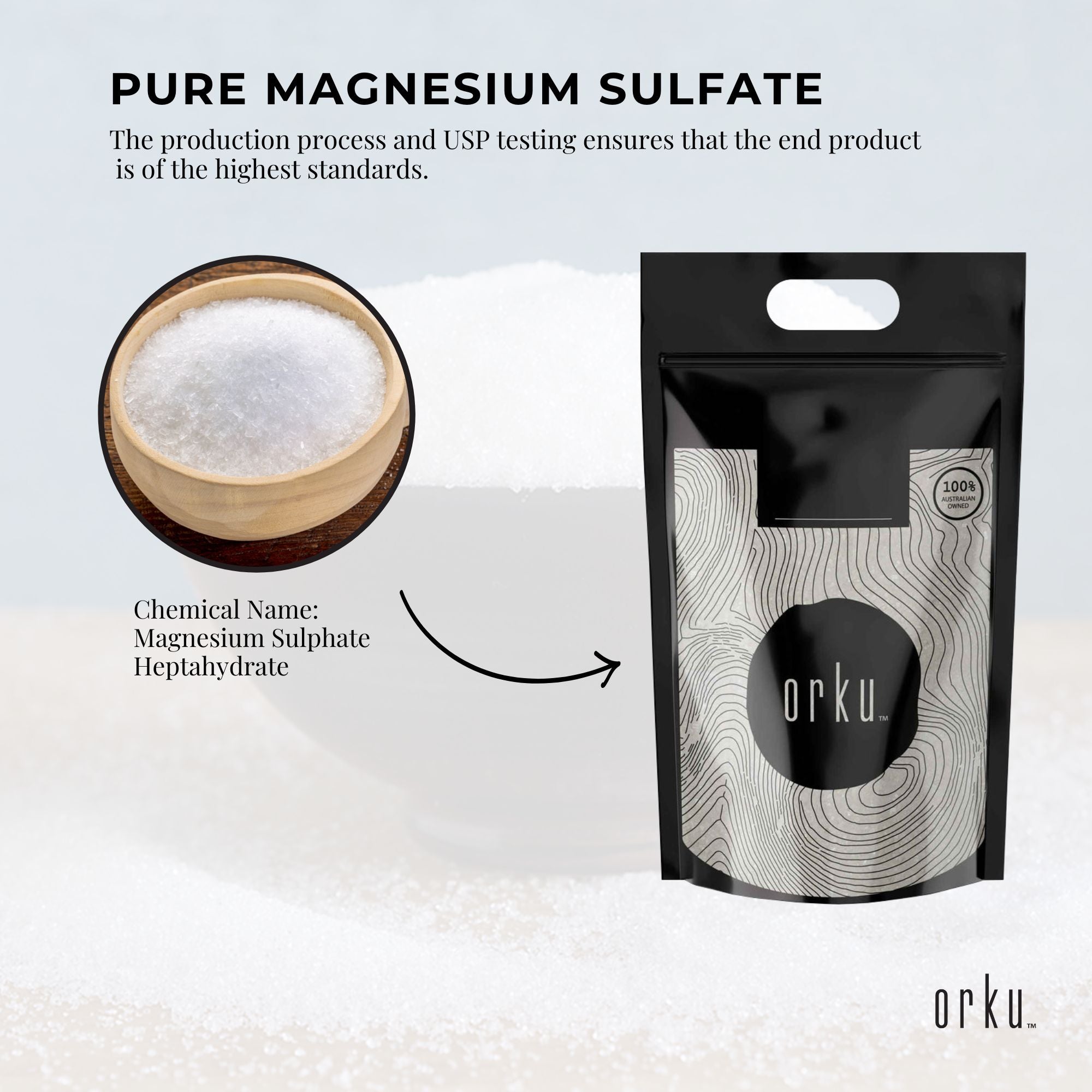 Orku 10Kg Epsom Salt - USP Grade Magnesium Sulfate Body Bath Salts