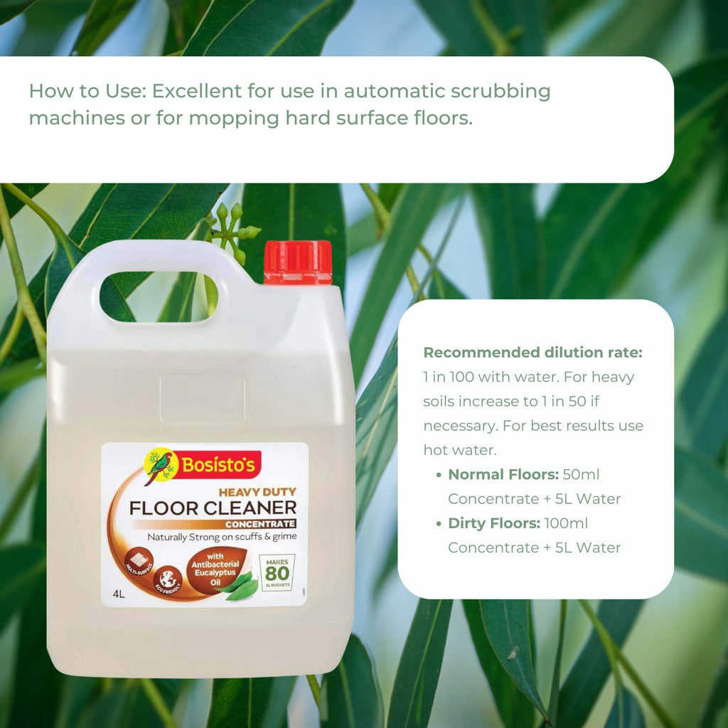 4L Floor Cleaner Concentrate Bosistos Heavy Duty Surface Cleaning Eucalyptus Oil