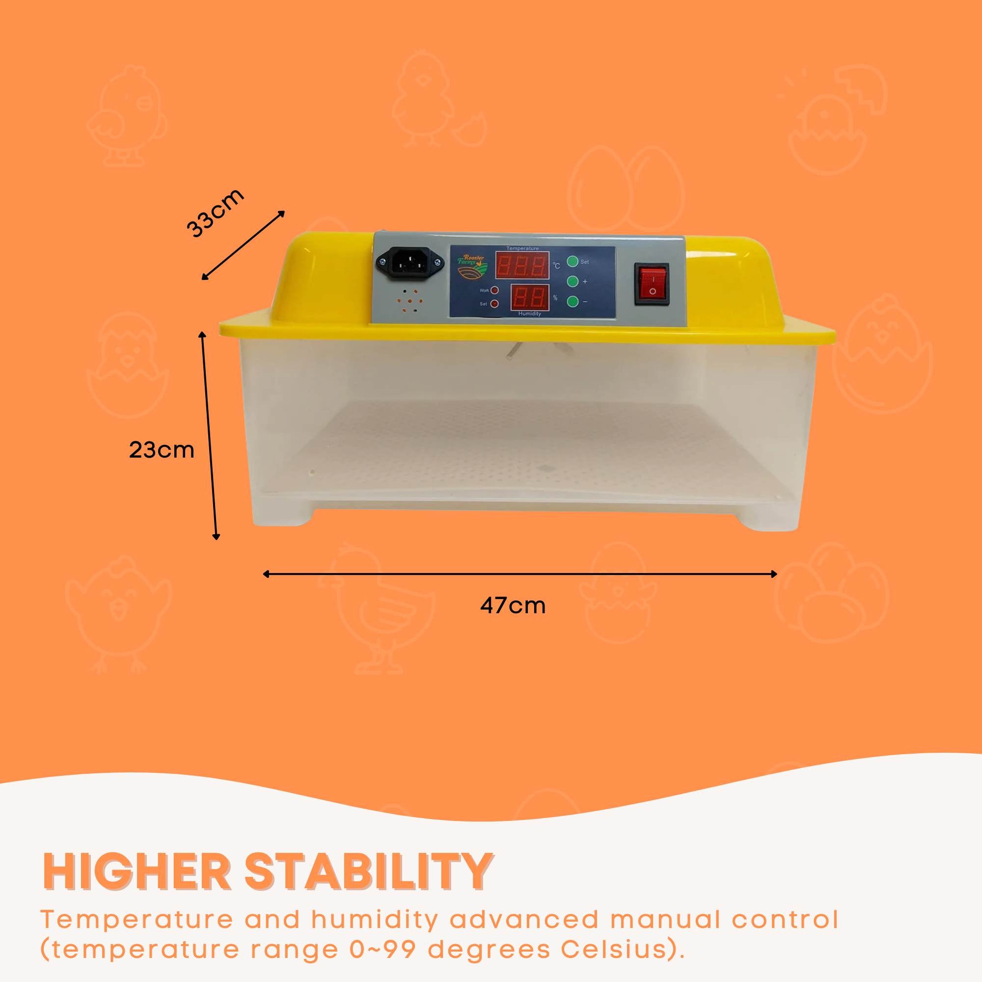Rooster Farms Electric 24 Egg Incubator + Accessories for Chicken Quail Duck