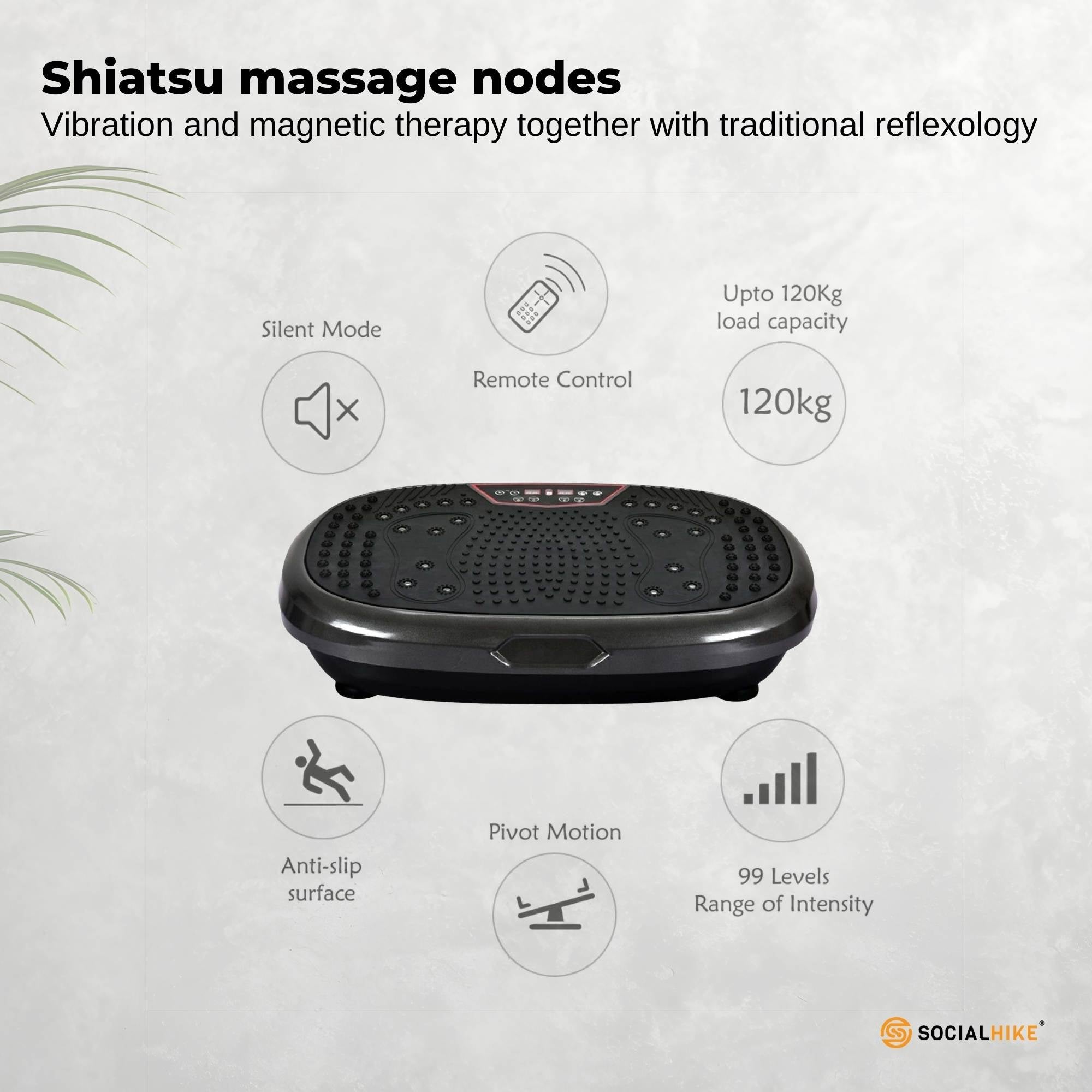 Black Mini Vibration Platform - Magnet Therapy Vibrating Machine Exercise Plate