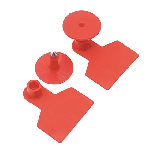 100x Cattle Ear Tags Set - 5x4cm Small Red Blank Cow Pig Sheep Livestock Label