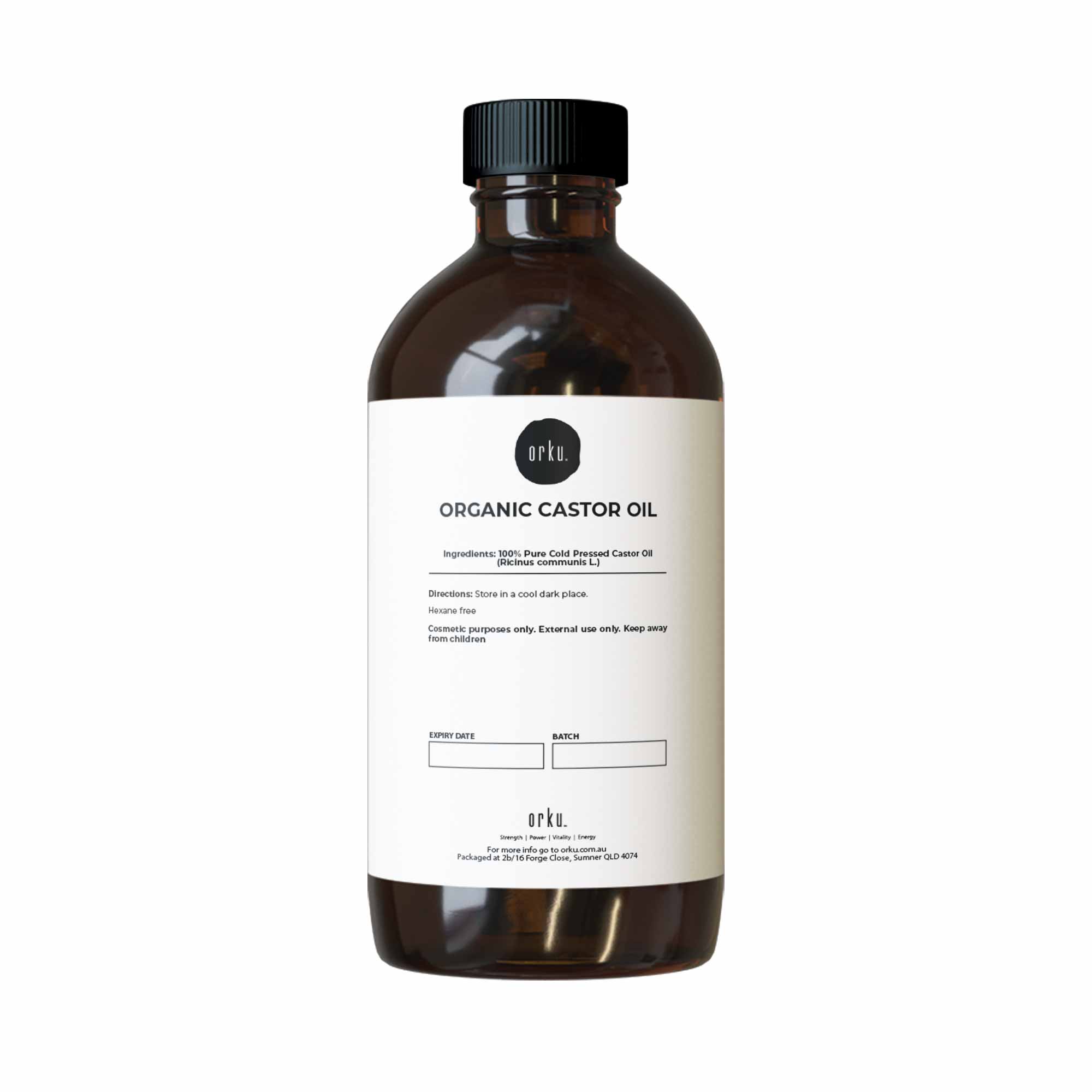 Orku 500ml Organic Castor Oil - Hexane Free Cold Pressed
