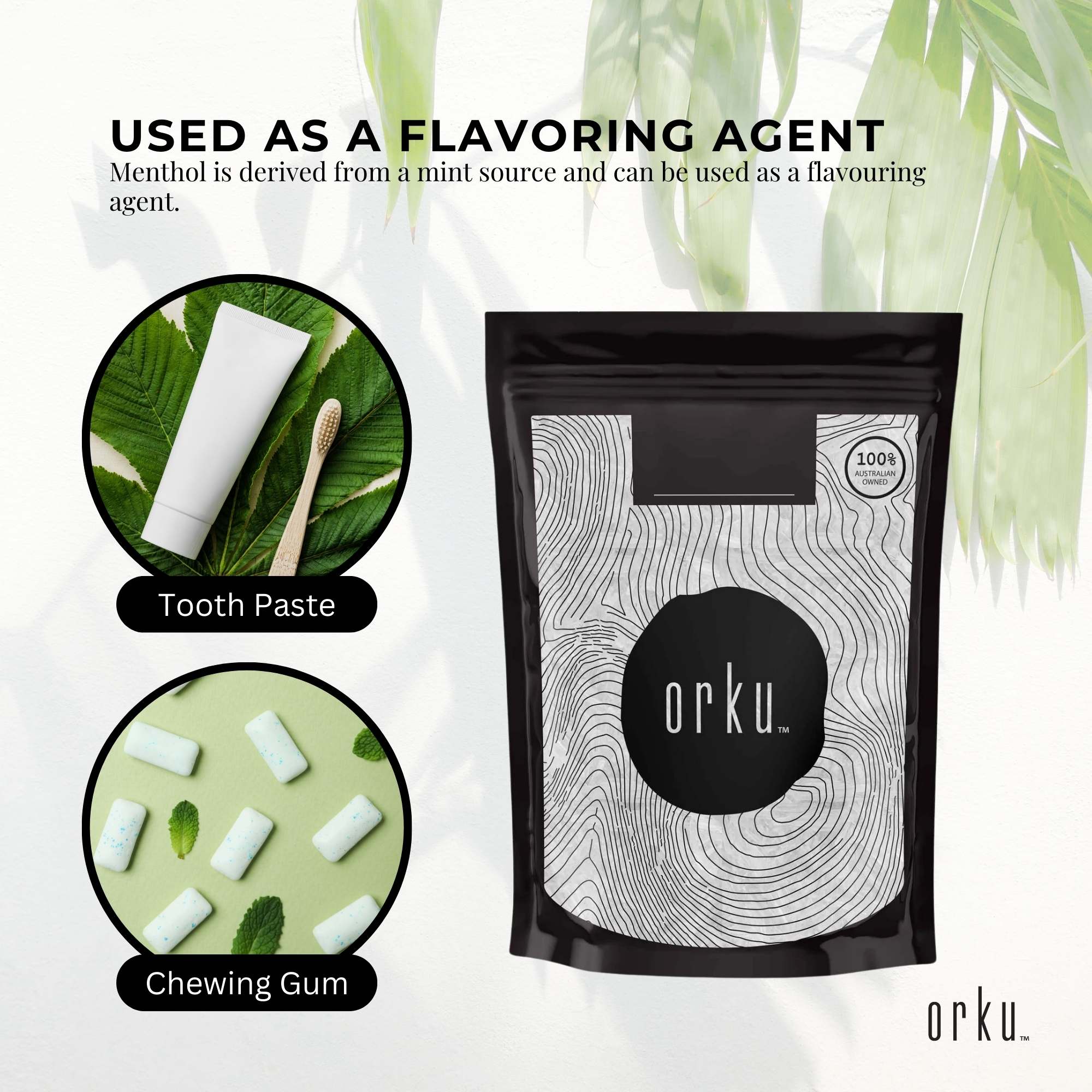 Orku 400g Menthol Crystals - USP Grade L-Menthol Mint Flakes C10H200