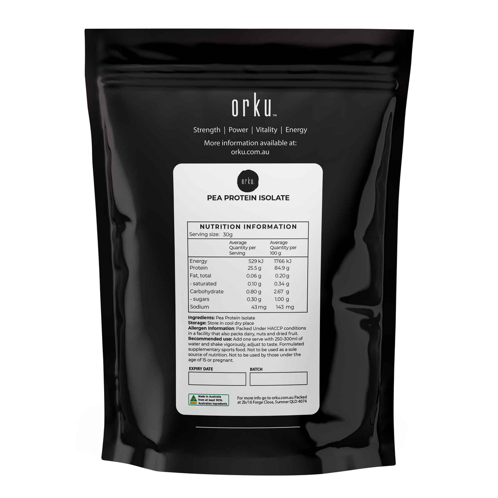Orku 2kg Pea Protein Isolate Powder - High Protein Plant Based Unsweetened