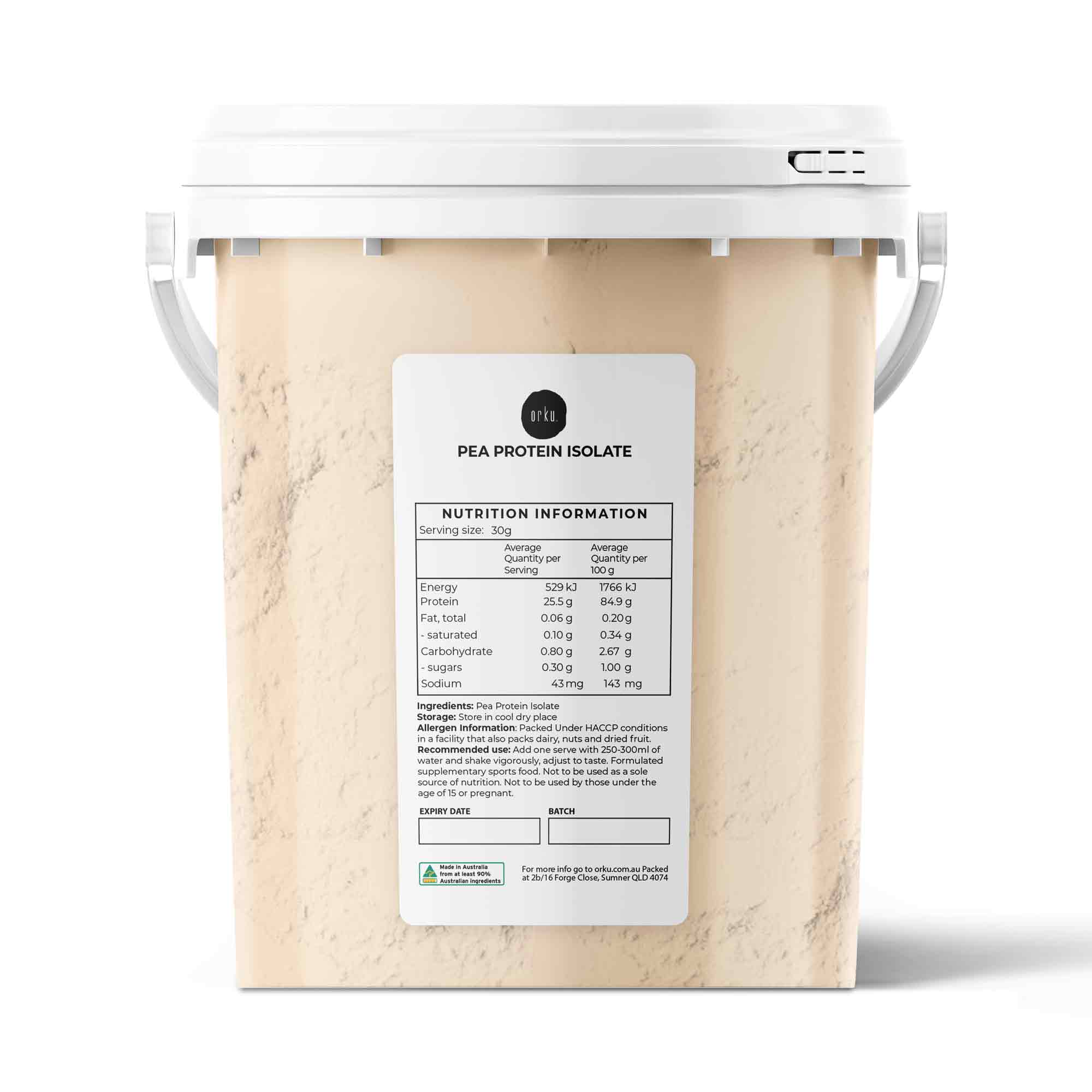 Orku 700g Pea Protein Isolate Powder - High Protein Plant Based Unsweetened Tub