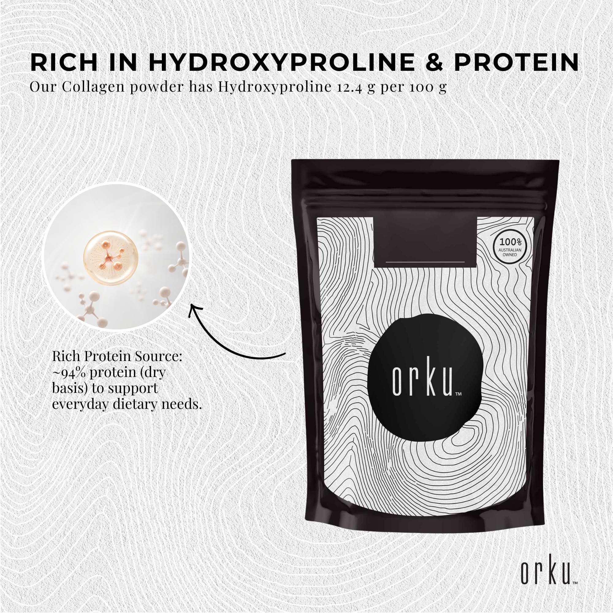 2.5Kg Collagen Powder Bucket - Bovine Protein Peptide Supplement Unflavoured