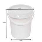 Kitchee 10x 1.2L Plastic Buckets + Lids - Food Grade Empty White Tub With Handle