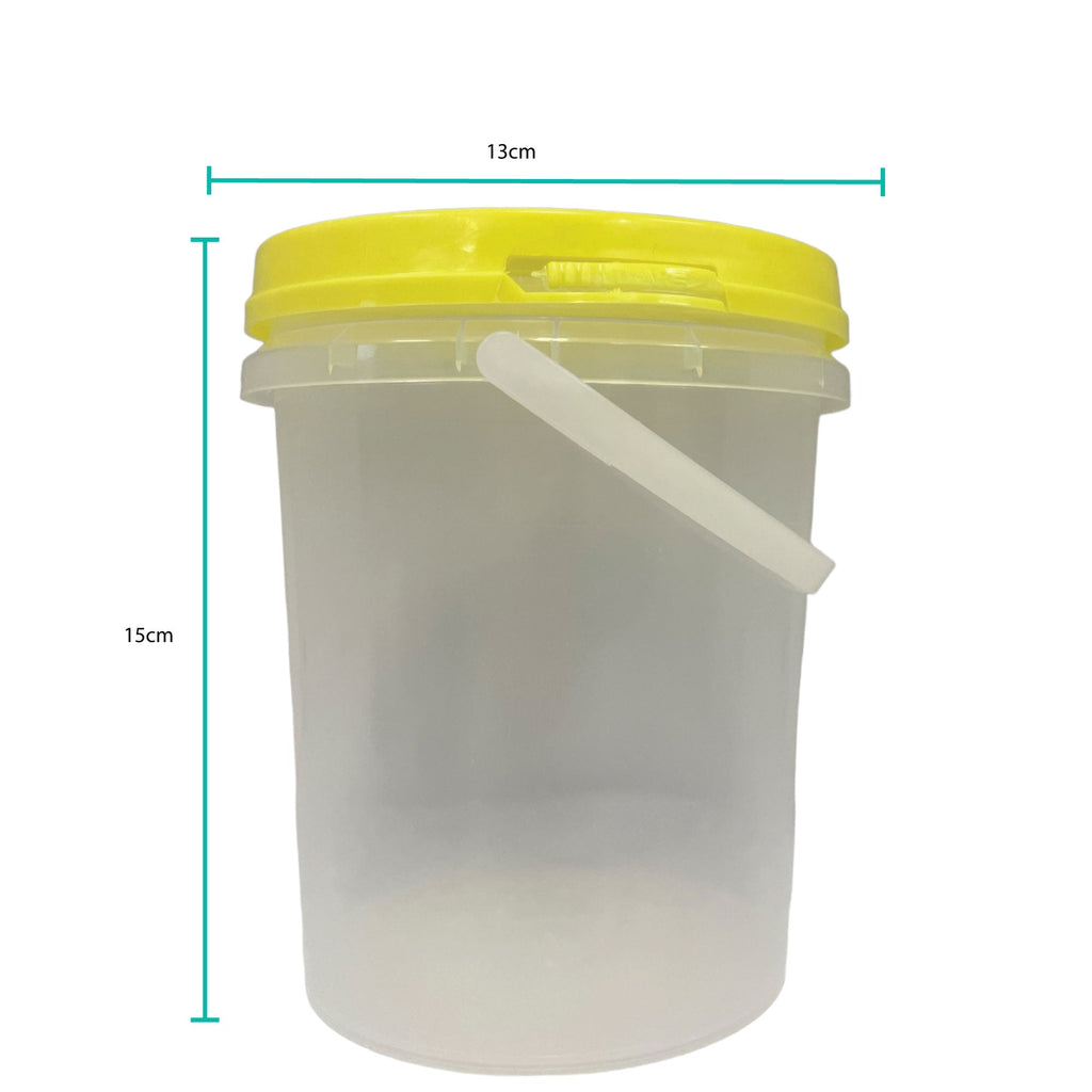 Bulk 100 x 1.2L Empty Honey Bucket with Lid - 1.5Kg Clear Tamper Proof Plastic Tub