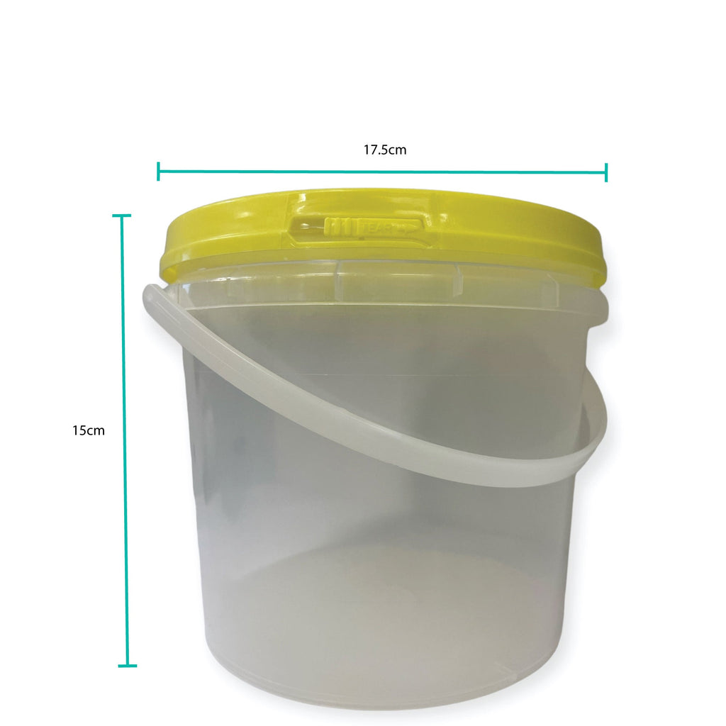 Bulk 100 x 2.2L Empty Honey Bucket with Lid - 3Kg Clear Tamper Proof Plastic Tub