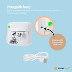 Social Hike Portable Mini Printer White - Inkless Bluetooth Phone Pocket Thermal Printing