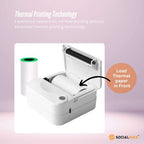 Social Hike Portable Mini Printer White - Inkless Bluetooth Phone Pocket Thermal Printing