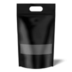 500 Resealable Black Stand Up Bags 44x29.5cm - Food Packaging Zip Pouch and Handle