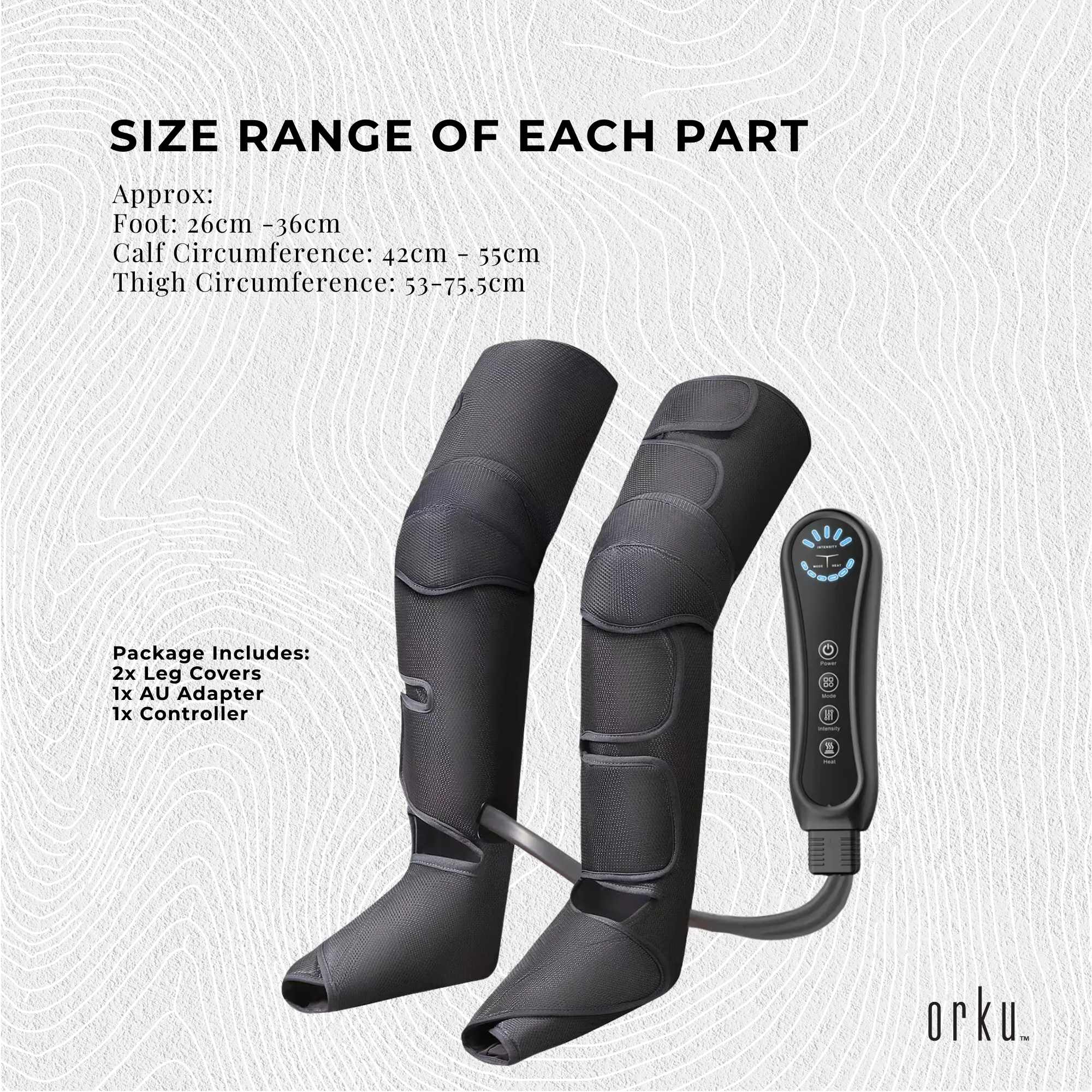 Orku Air Compression Leg Knee Foot Massager with Heat – Relaxation and Recovery