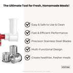 Kitchee Slicer Shredder Grater 3 Attachments - Compatible with KitchenAid Mixer