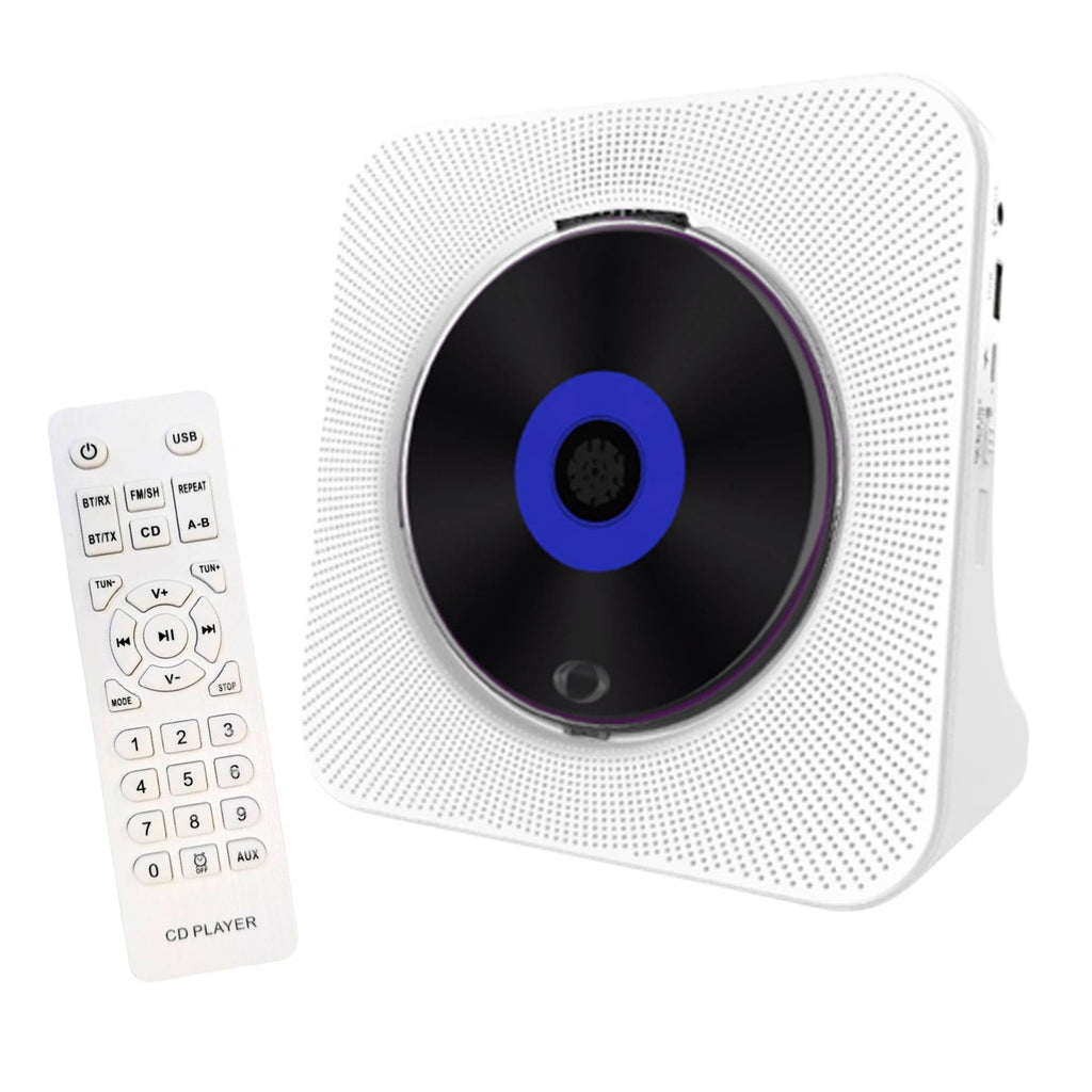 Tooleroo USB Rechargeable Desktop CD Player Speaker â€“ Bluetooth Portable White