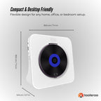 Tooleroo USB Rechargeable Desktop CD Player Speaker â€“ Bluetooth Portable White