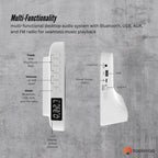 Tooleroo USB Rechargeable Desktop CD Player Speaker â€“ Bluetooth Portable White