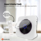 Tooleroo USB Rechargeable Desktop CD Player Speaker â€“ Bluetooth Portable White