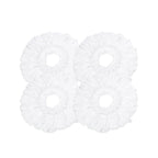 4x Kitchee Microfibre Mop Head Replacement for Kitchee Spin Mop - White Round