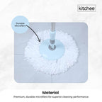 4x Kitchee Microfibre Mop Head Replacement for Kitchee Spin Mop - White Round