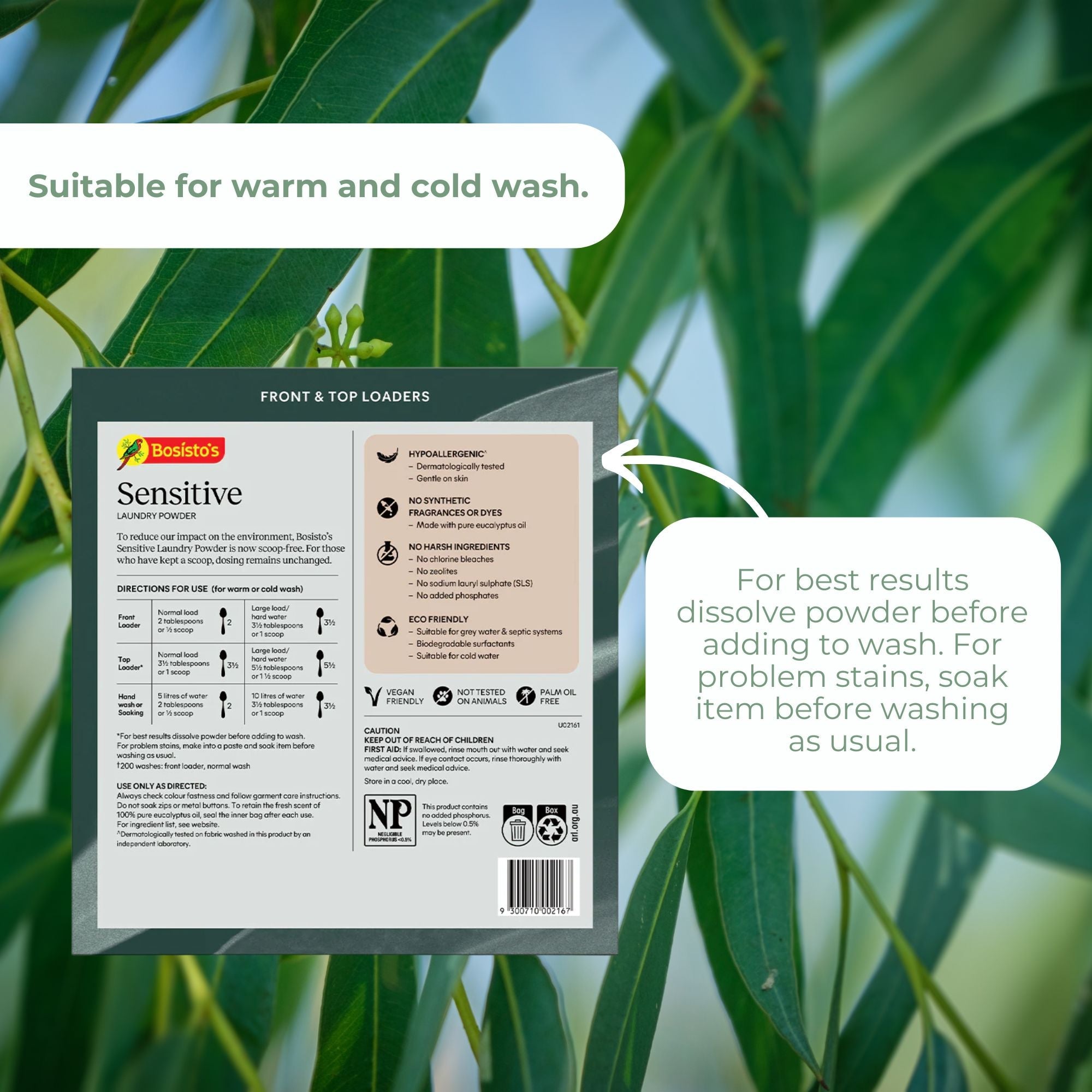 Bosisto's 6Kg Senstive Laundry Powder Refill - Eco Eucalyptus Washing Detergent