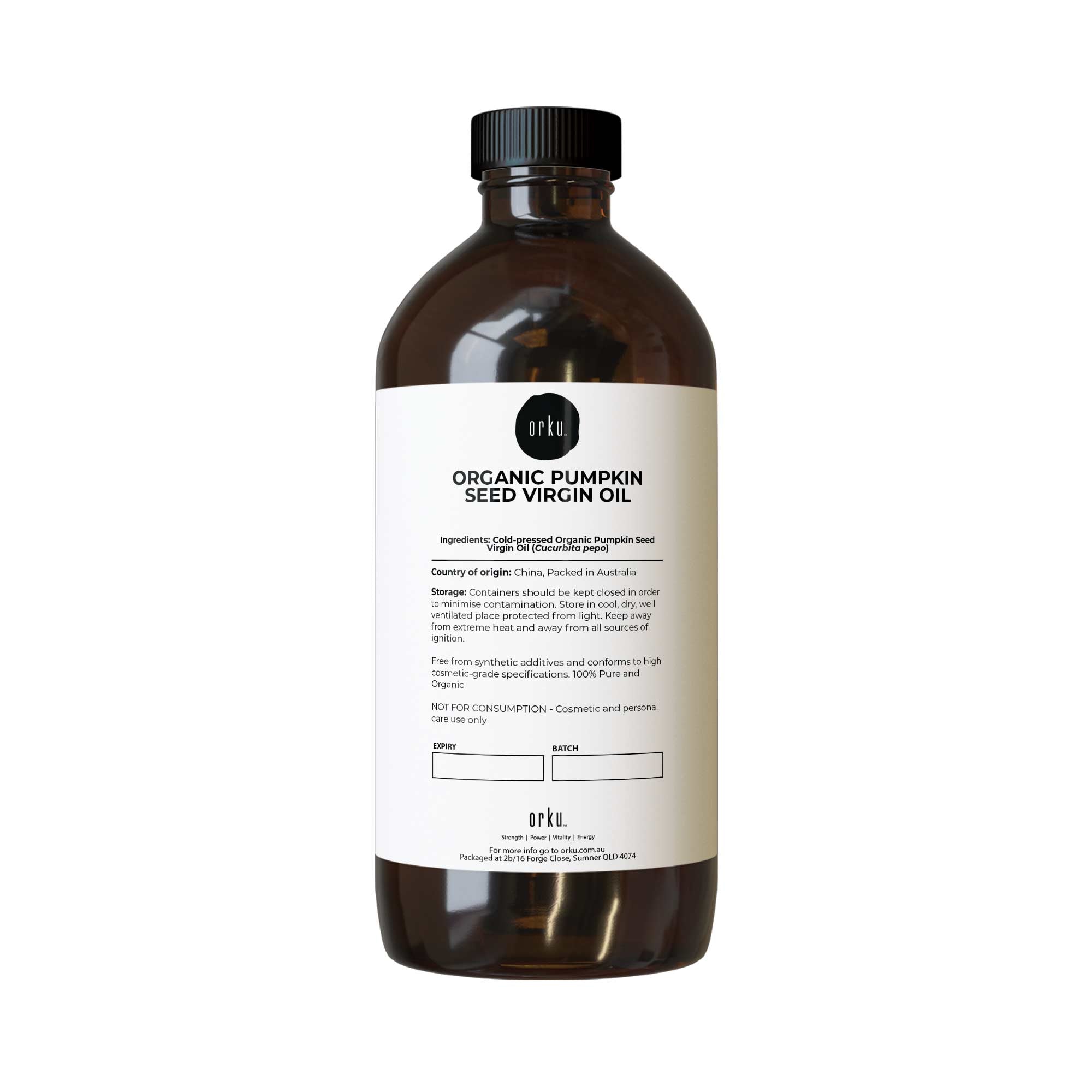 Orku 500ml Organic Pumpkin Seed Oil – Virgin Cold Pressed Unrefined Cosmetic Gr.