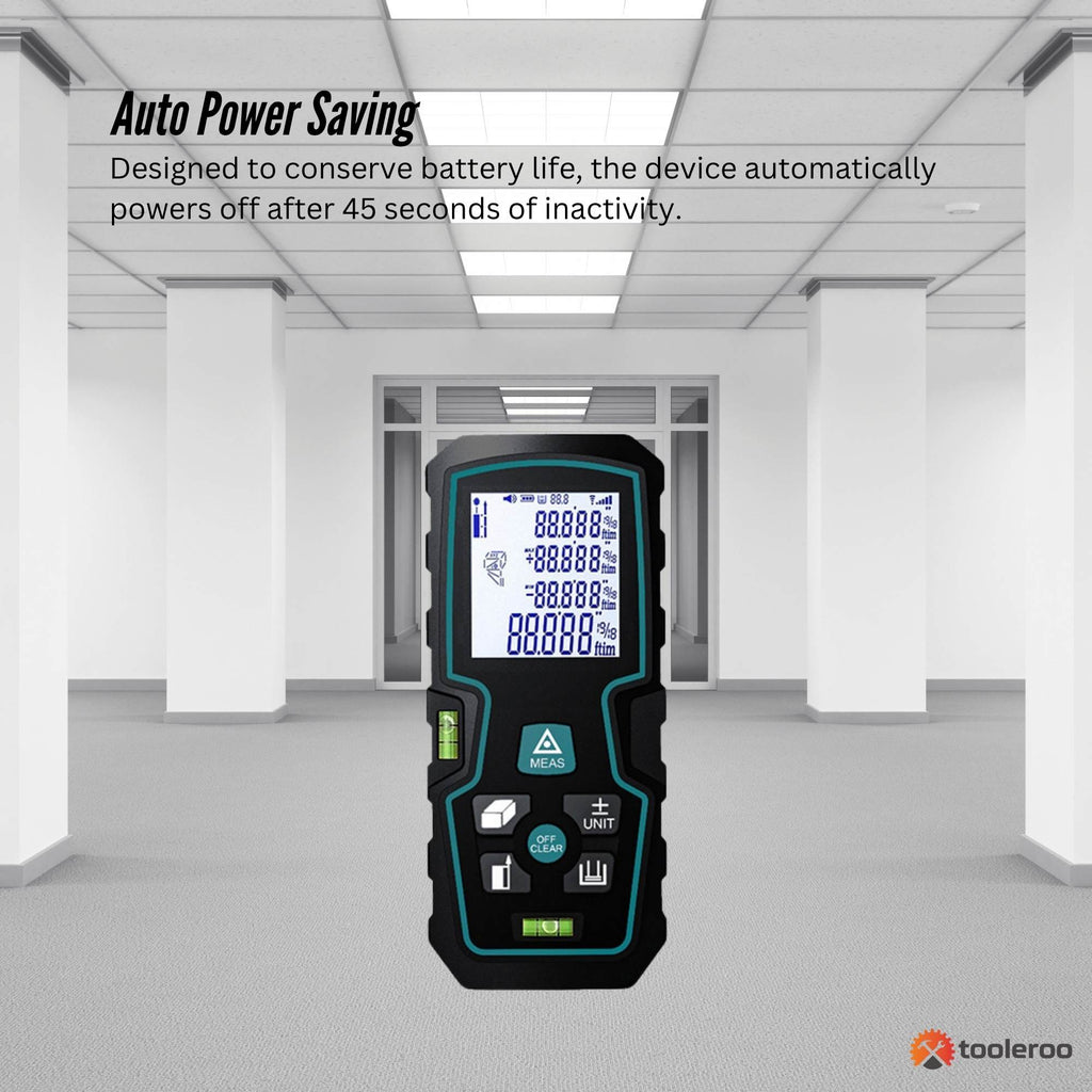 Tooleroo 40m Digital Laser Distance Measurer - LCD Area Volume Meter Tool
