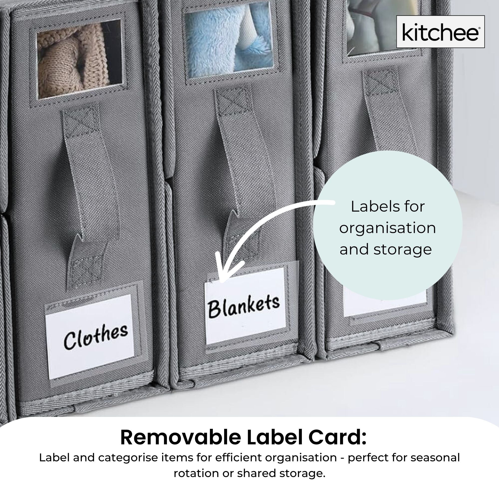 1x Kitchee Foldable Bed Sheet Storage Box – Linen & Closet Organiser Grey