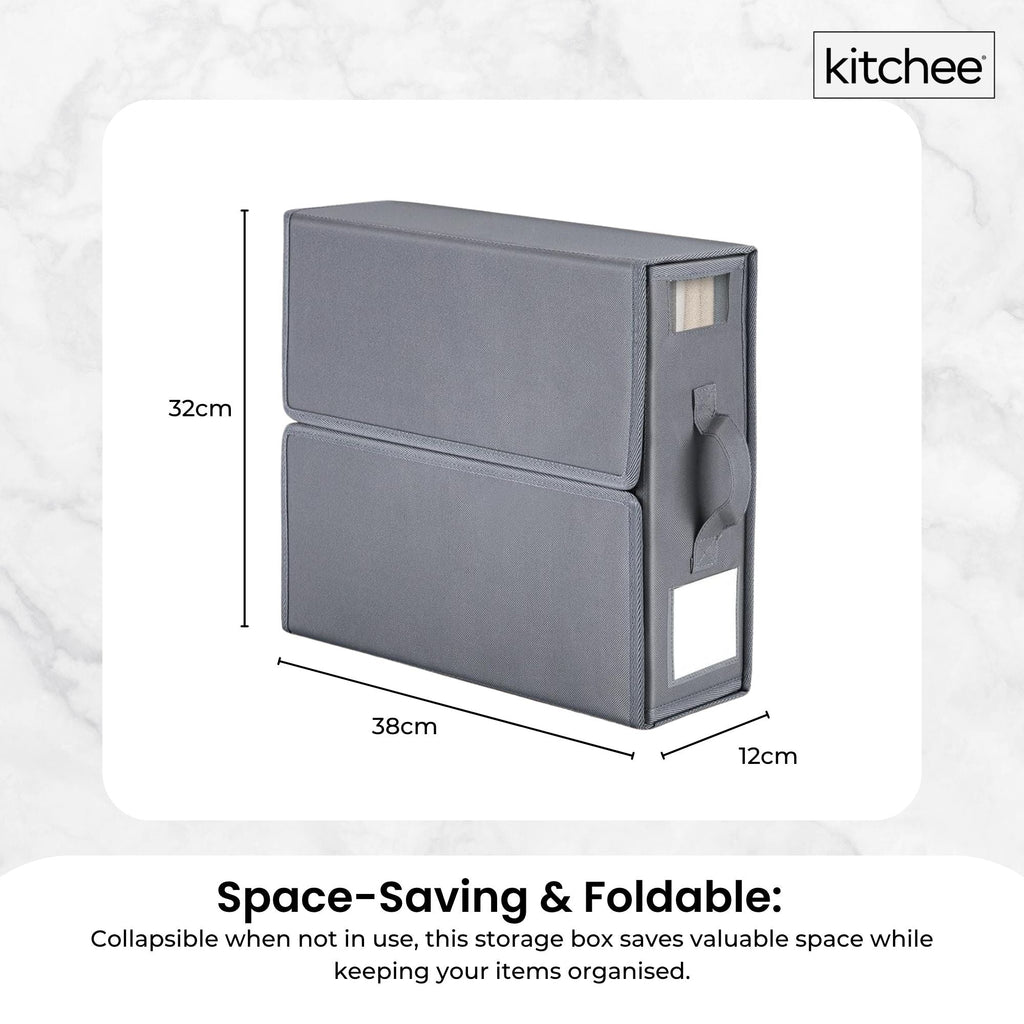 1x Kitchee Foldable Bed Sheet Storage Box – Linen & Closet Organiser Grey