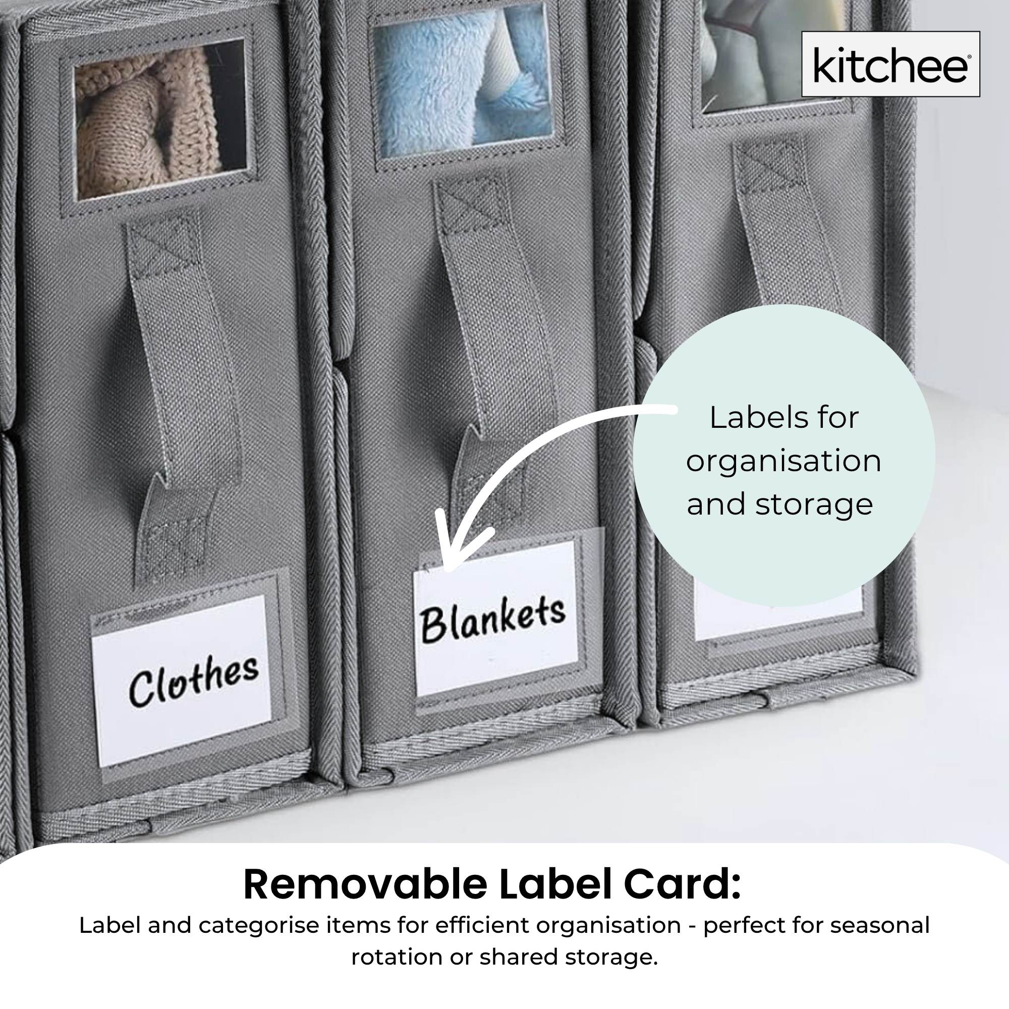 4x Kitchee Foldable Bed Sheet Storage Box – Linen & Closet Organiser Grey