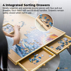 Social Hike 1000pcs Puzzle Board 4 Drawer with Cover -  Wooden Rotating Tabletop