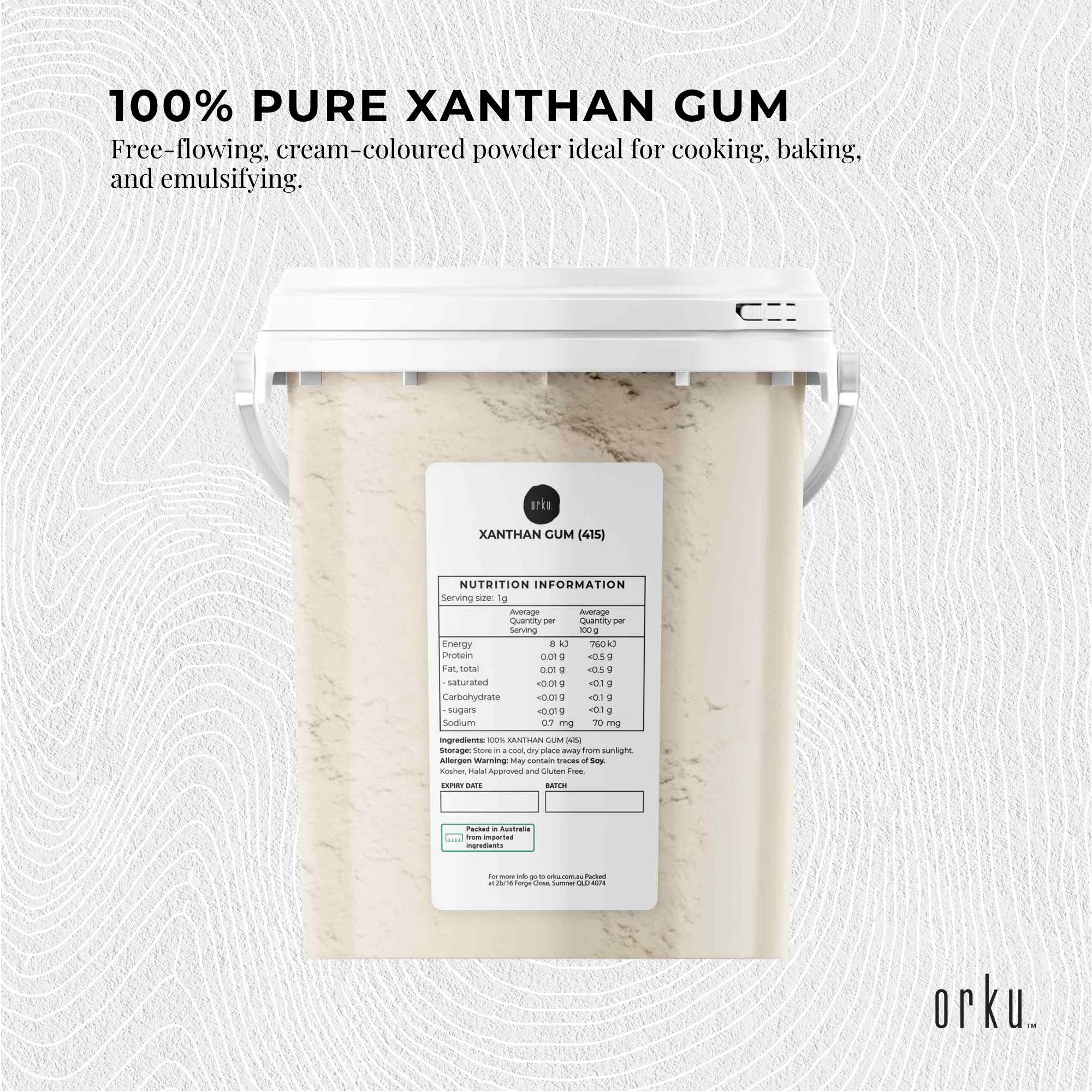 Orku 600g Xanthan Gum Thickener Pure Powder 200 Mesh FCC E415 Food Additive TUB
